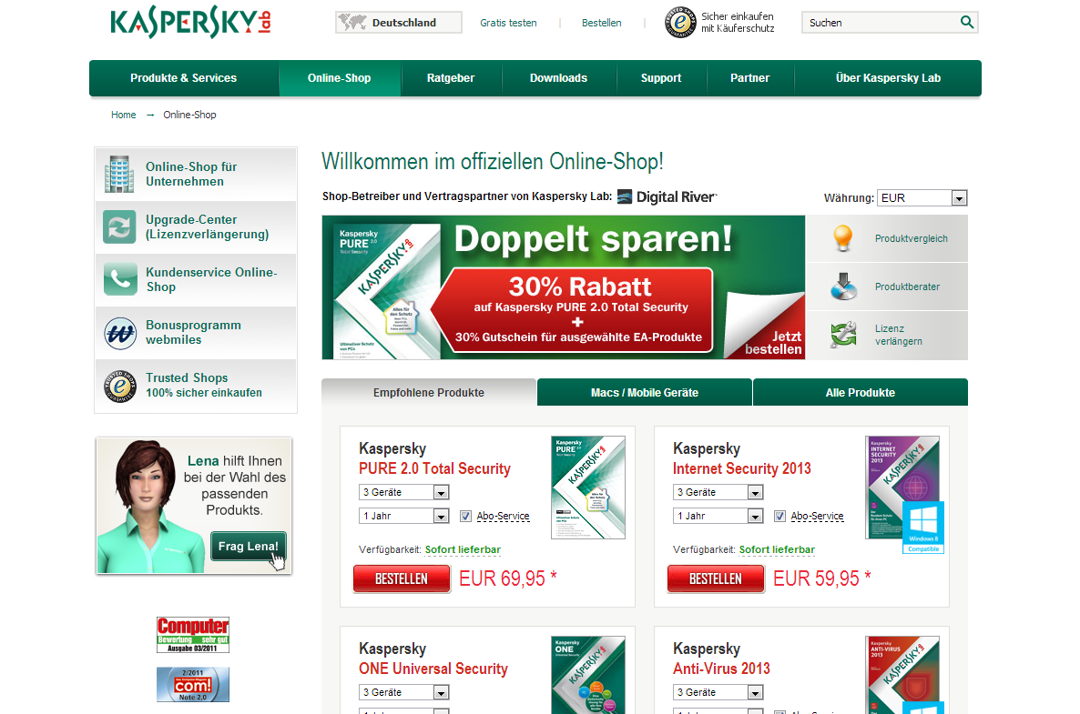 OnlineShop Kaspersky Screenshot
