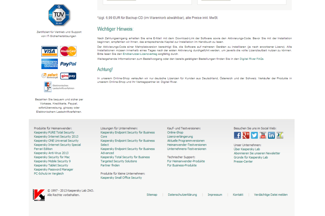 OnlineShop Kaspersky Payment Mix Screenshot